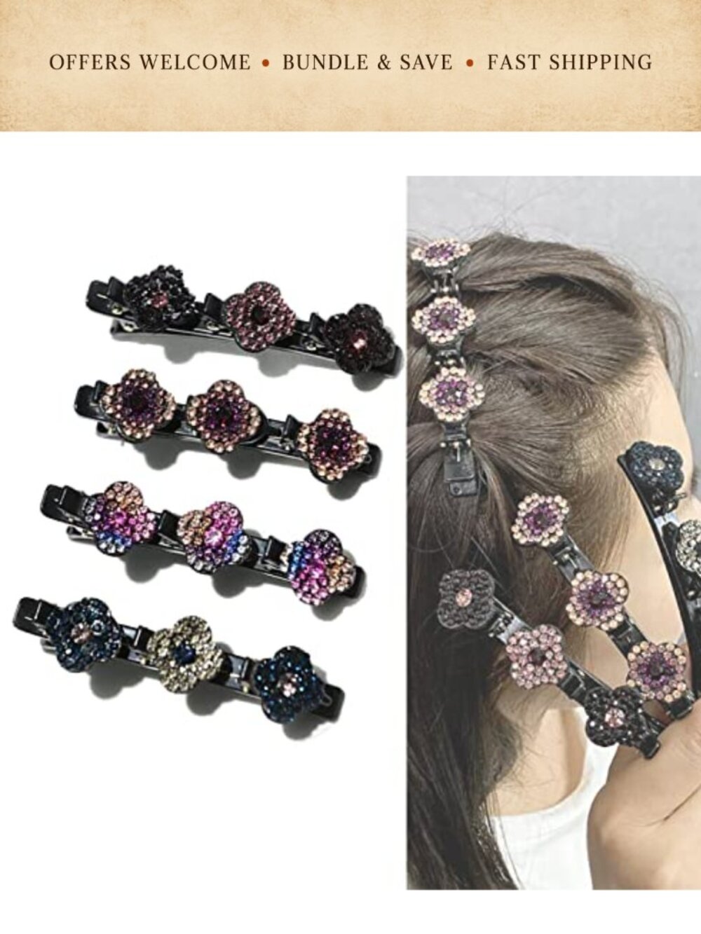Rhinestone Hair Clips Set Pearl Crystal Barrettes Bridal Wedding Hair